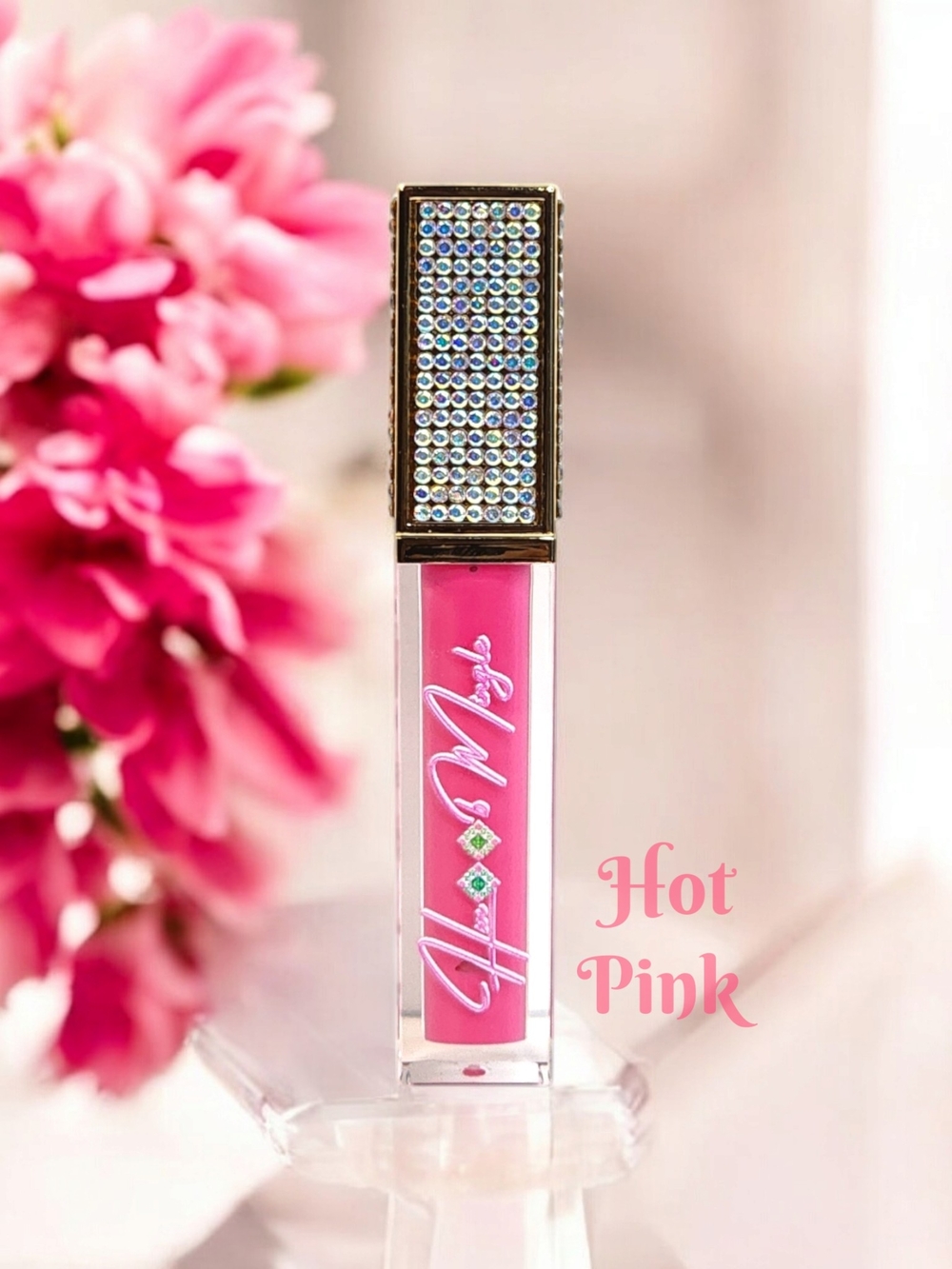 Hot Pink Lip Gloss with Rhinestone Cap - Brand:
